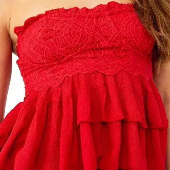 NWT Free People Adella Corset Cami / Cherry Red - Picture 5 of 8